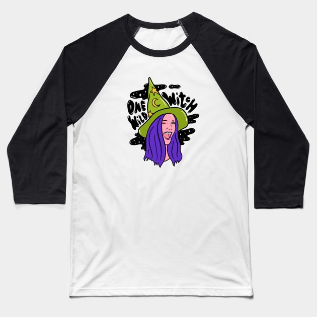 One Wild Witch Baseball T-Shirt by Doodle by Meg